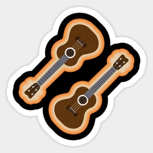 Ukulele with colourful border Sticker